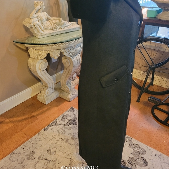 Guess Wool Blend Coat with Faux Fur Collar Brushed Fabric 3/4 Length Designer 68 - Picture 10 of 16